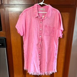 Pink Denim Shirt Dress